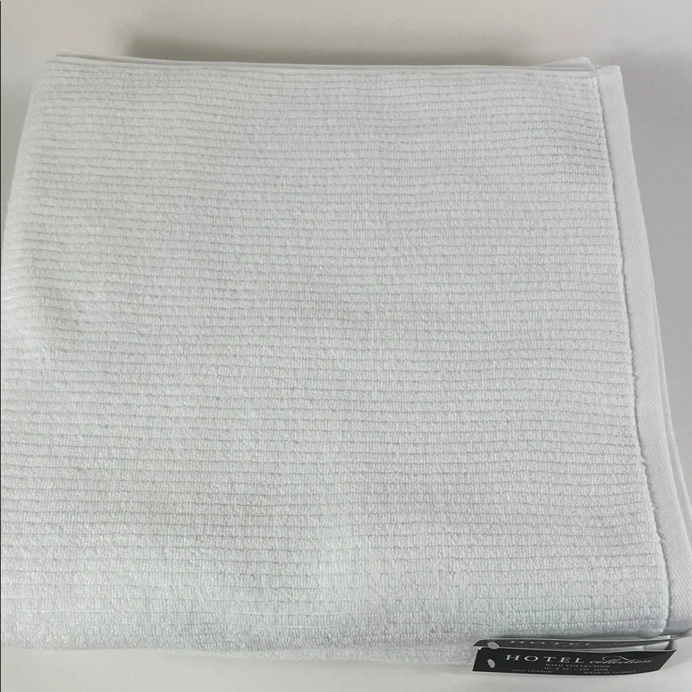 Hotel Collection Bath Towels Plush White Ribbed Turkish Cotton Set of 2 NEW